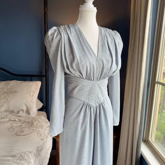 Vintage Ice Grey-Blue Long Sleeved Dress - Picture 6 of 13